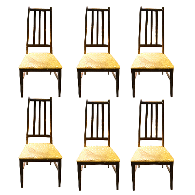 Juego de 6 sillas estilo Danés en madera con respaldo alto