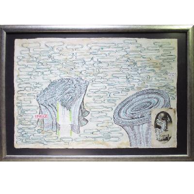 Cisco Jiménez. Sin título (Importación). Collage y plumón sobre papel.