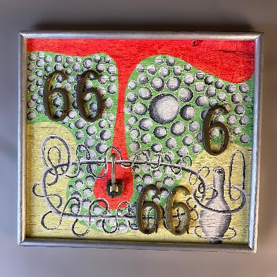 Cisco Jiménez. Pintura abstracta con aplicaciones de metal (66). Acrílico y metal sobre tabla