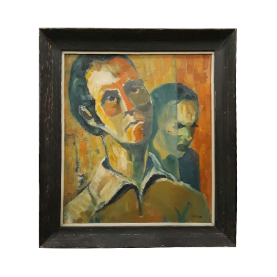 Ronald Satok. Retrato doble. Óleo sobre tela.