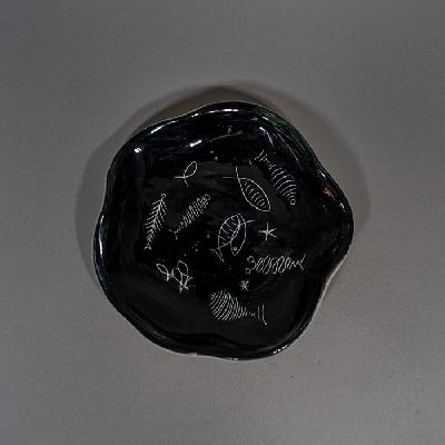 Botanero de cerámica color negro y blanco