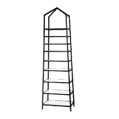 Estantería de acero negro a manera de obelisco