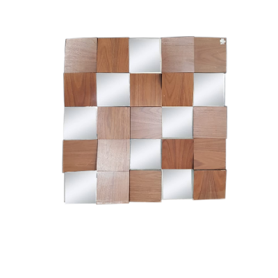 Adorno de pared de madera de nogal y espejos