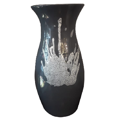 Jarrón de porcelana gris