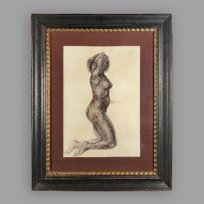 Juan Soriano. Desnudo femenino. Carboncillo y sanguina sobre papel