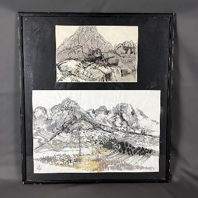 Guillermo Ceniceros. Paisajes. 2 obras pictóricas en un marco