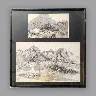 Guillermo Ceniceros. Paisajes. 2 obras pictóricas en un marco