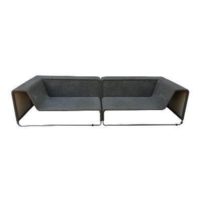 Sofá para exterior en aluminio pulido y fibra sintética tejida