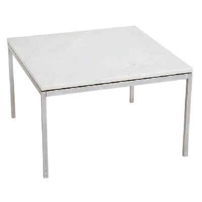 Florence Knoll para Knoll Internacional de México. Mesa lateral en acero cromado con cubierta de melamina blanca