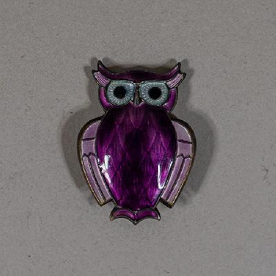 David Andersen. Broche de plata Sterling con barniz en forma de búho