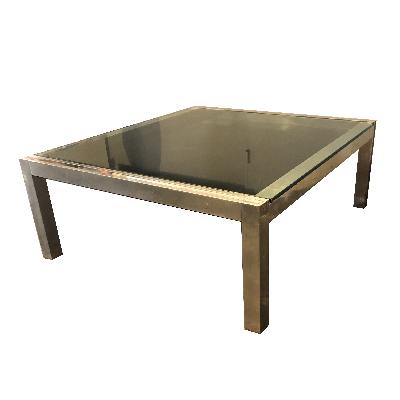 Mesa de centro en metal cromado y vidrio