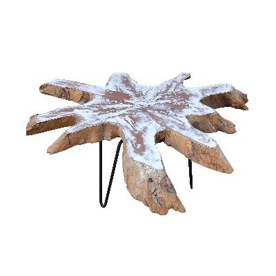 Mesa de centro con cubierta de tronco de madera