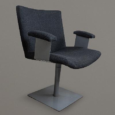 Montis. Sillón giratorio en metal gris con tapicería negra