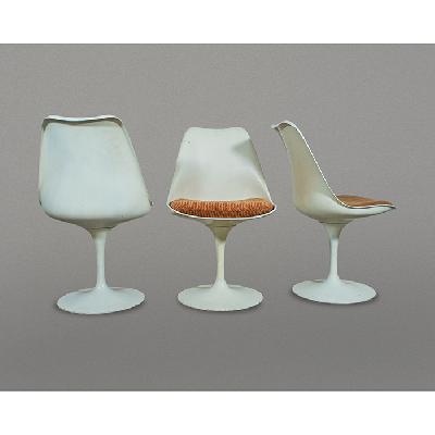 Eero Saarinen para Knoll Internacional de México. Juego de 6 sillas Tulip en aluminio y fibra de vidrio blanco (P/T)