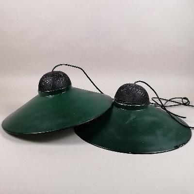 Par de lámparas de techo en acero laqueado verde