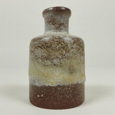 Violetero en cerámica de alta temperatura color café, ocre y gris