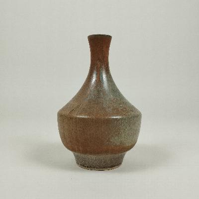 Florero en cerámica de alta temperatura color café y gris