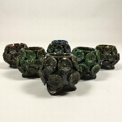 Juego de 7 vasijas en barro verde de San José de Gracia